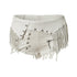 NO ROMANCE Punk Rock Chain Tassel Leather Patch Lace Up Low Waist Women&