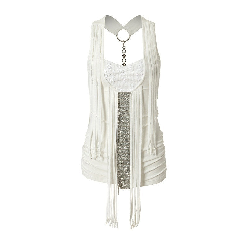 NO_ROMANCE_Punk_Sequins_Tassel_Rhinestone_Chain_Faux_Two_Piece_Women&