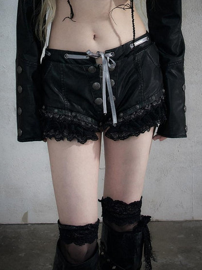 NO ROMANCE Punk Vintage Lace Trim Low Waist Slim Women&