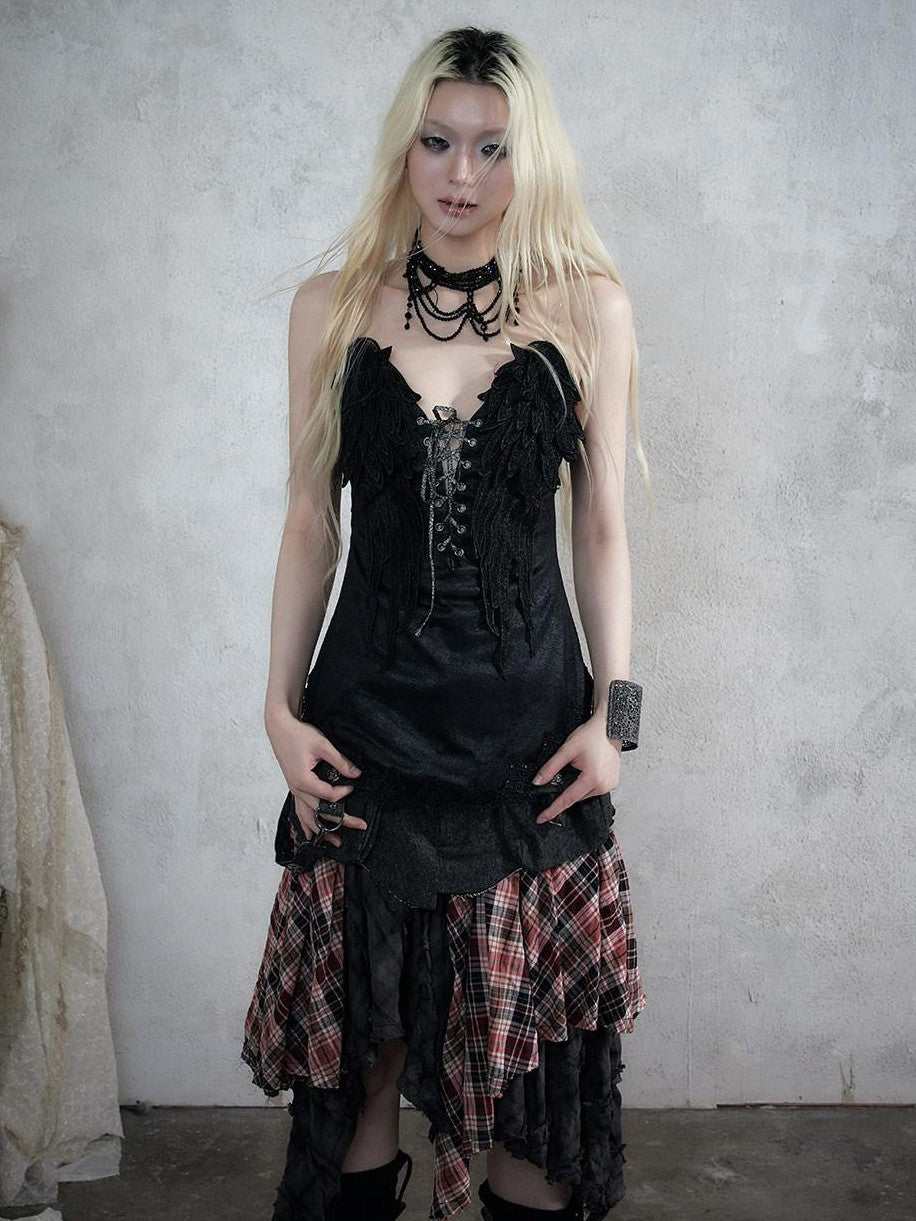 NO ROMANCE Regal Knight 3d Wing Embroidery Lace Up Women&
