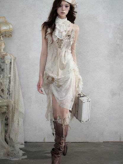 NO ROMANCE Regal Knight 3d Wing Embroidery Lace Up Women&