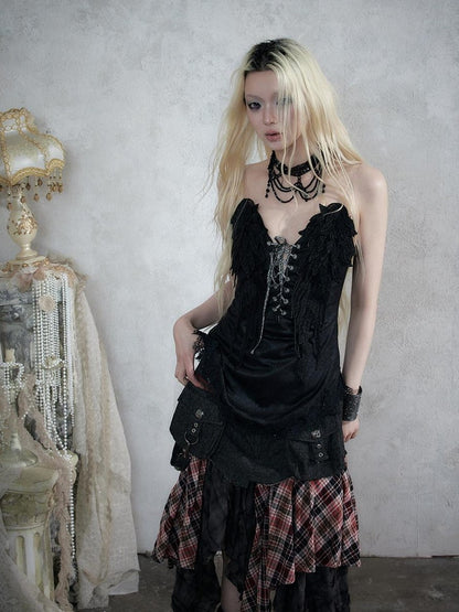 NO ROMANCE Regal Knight 3d Wing Embroidery Lace Up Women&