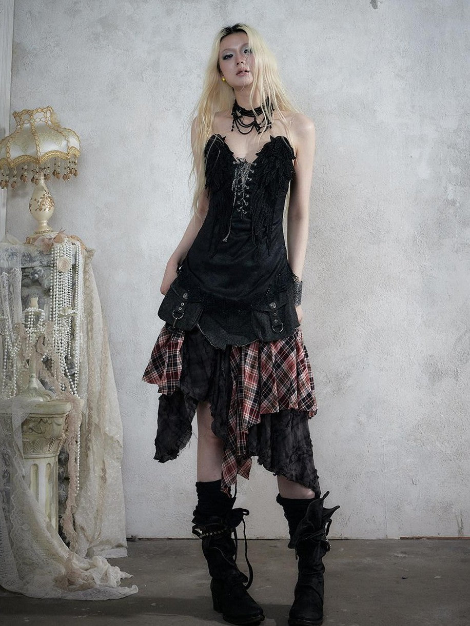 NO ROMANCE Regal Knight 3d Wing Embroidery Lace Up Women&