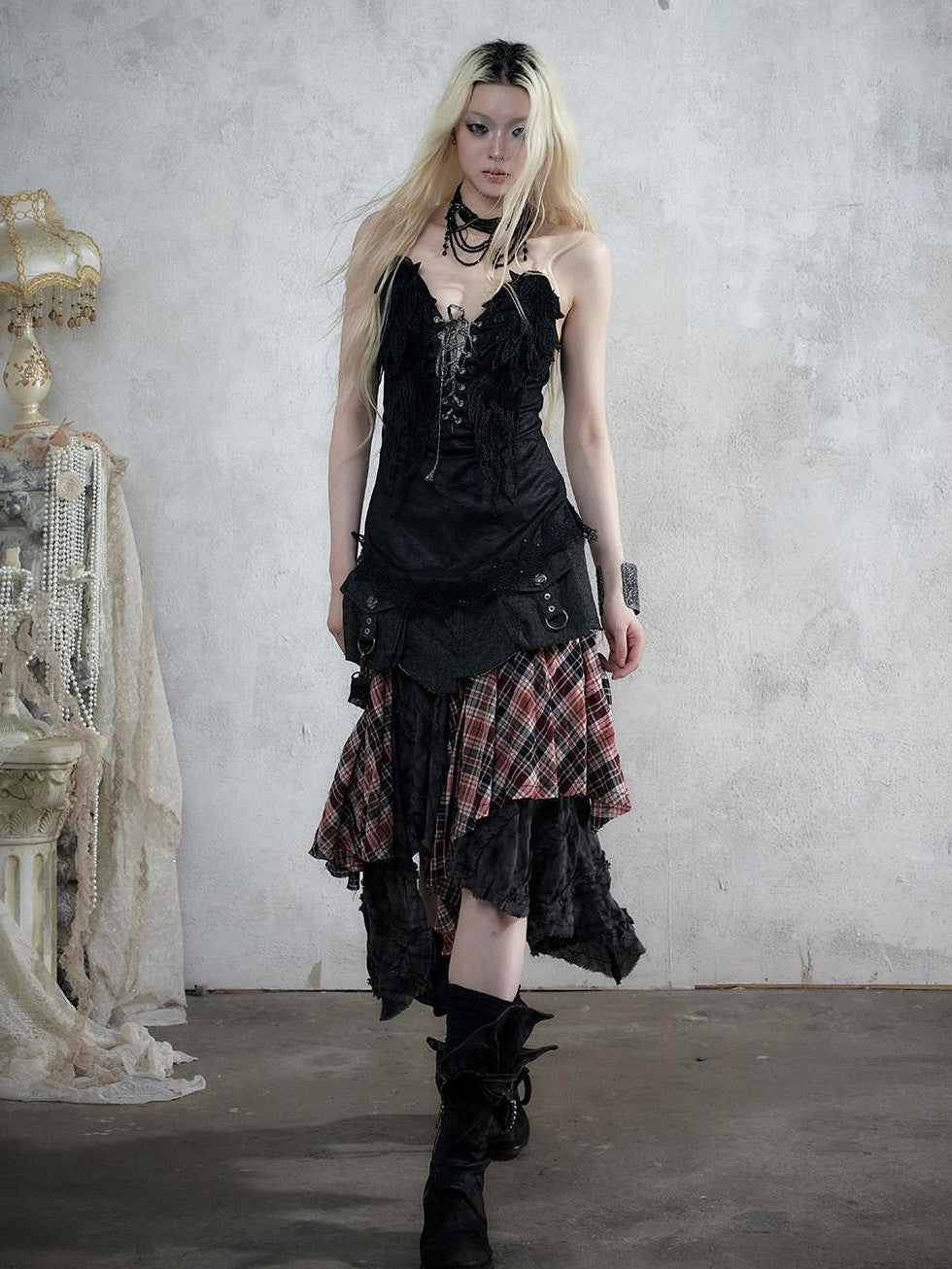 NO ROMANCE Regal Knight 3d Wing Embroidery Lace Up Women&
