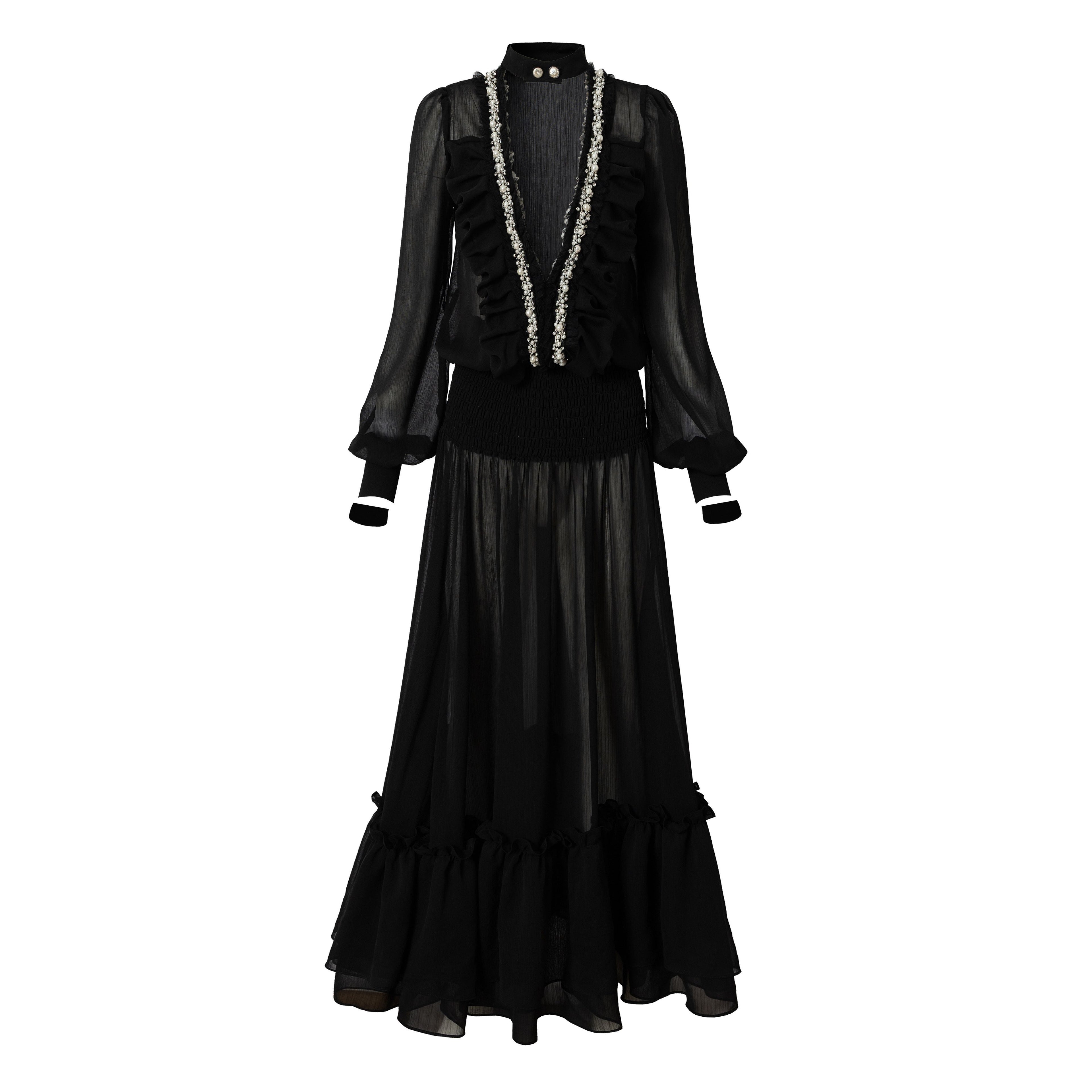 NO_ROMANCE_Regal_Pleated_V-neck_A_Line_Women&