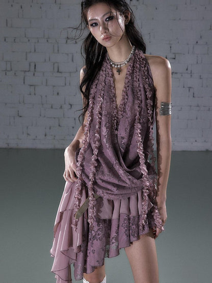 NO ROMANCE Romantic Ruffle Asymmetrical Tiered Women&