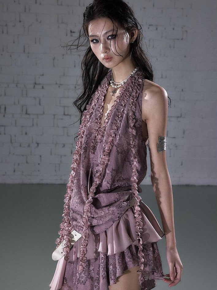 NO ROMANCE Romantic Ruffle Asymmetrical Tiered Women&