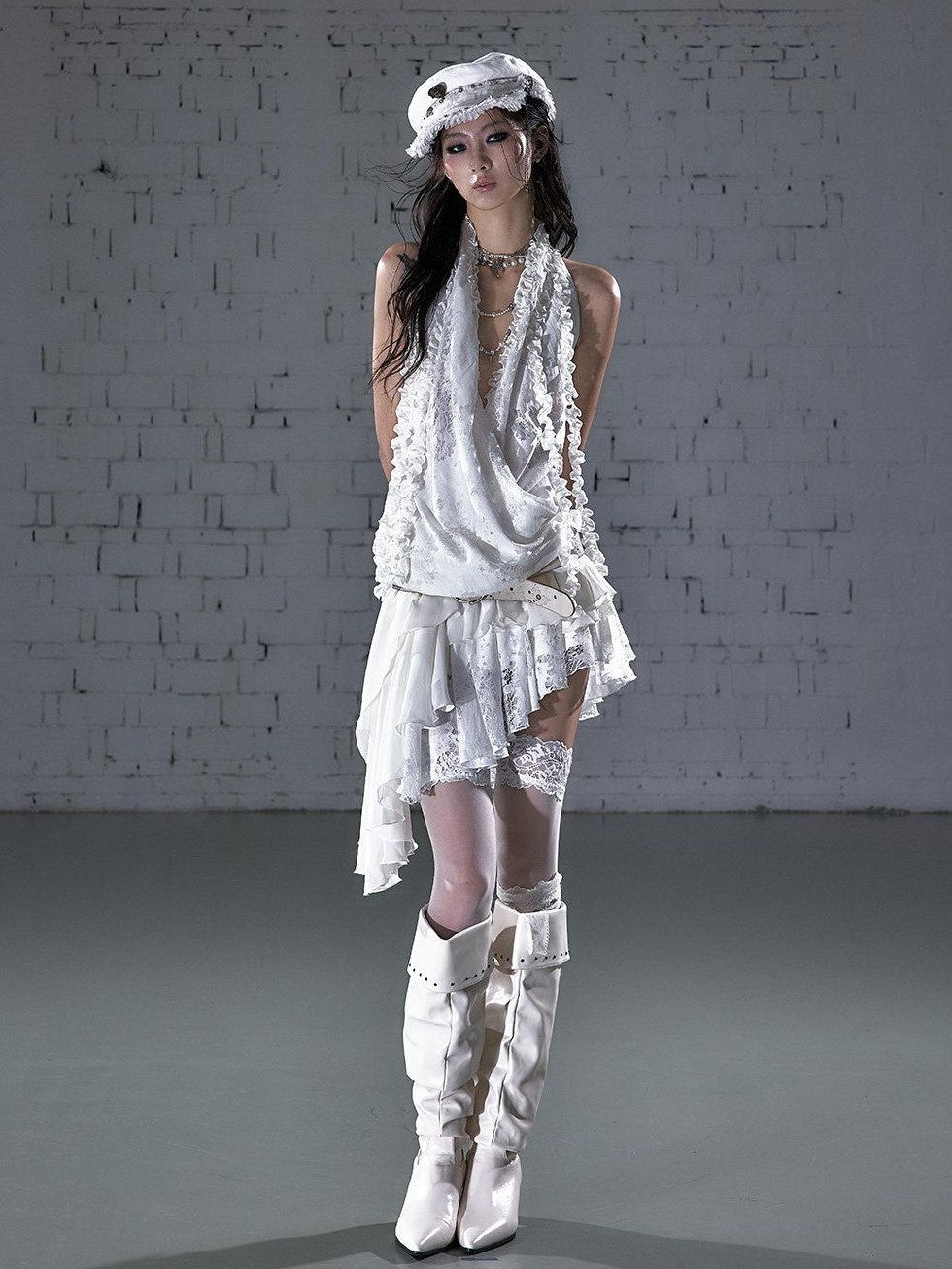 NO ROMANCE Romantic Ruffle Asymmetrical Tiered Women&