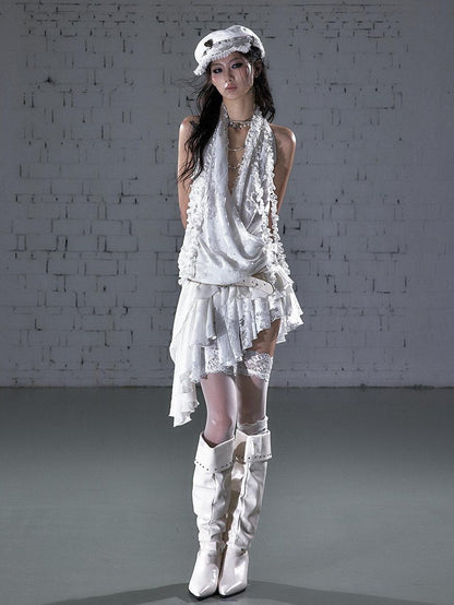 NO ROMANCE Romantic Ruffle Asymmetrical Tiered Women&