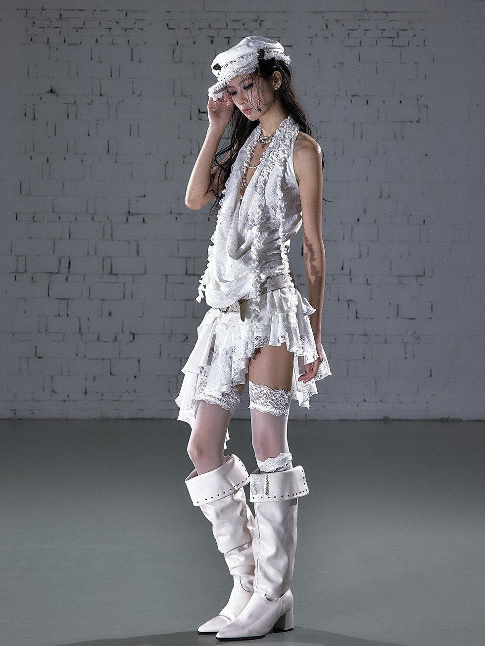 NO ROMANCE Romantic Ruffle Asymmetrical Tiered Women&