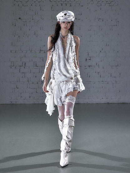 NO ROMANCE Romantic Ruffle Asymmetrical Tiered Women&