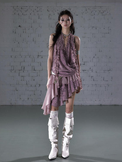 NO ROMANCE Romantic Ruffle Asymmetrical Tiered Women&