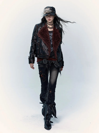 NO ROMANCE Shape Retaining Stretch Slim Low Rise Plaid Distressed Black Women Casual Jeans