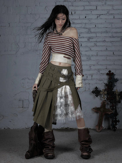 NO ROMANCE Soft Cotton Vintage Asymmetric Pleated High Waist Loose Fit Women Casual Dresses