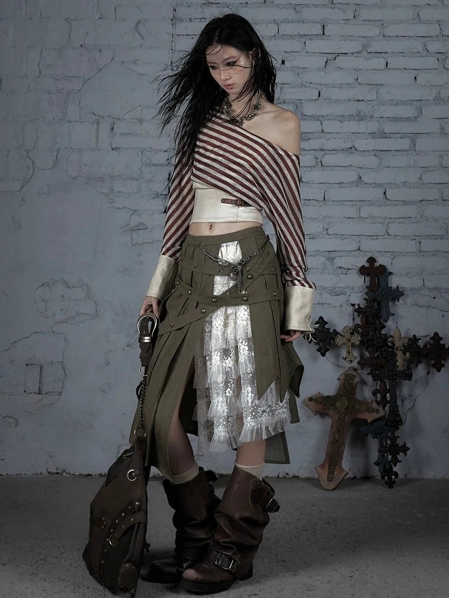 NO ROMANCE Soft Cotton Vintage Asymmetric Pleated High Waist Loose Fit Women Casual Dresses