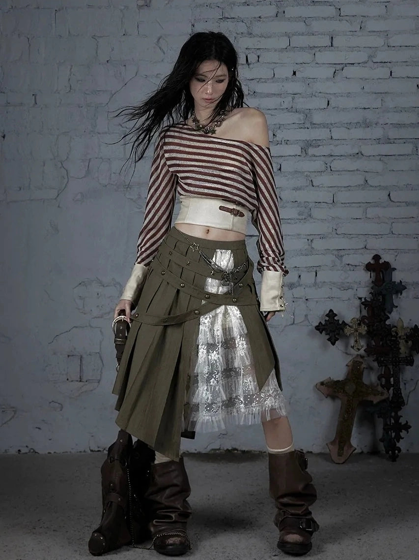 NO ROMANCE Soft Cotton Vintage Asymmetric Pleated High Waist Loose Fit Women Casual Dresses