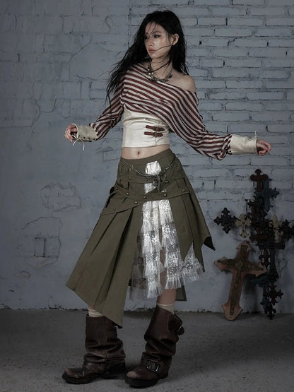 NO ROMANCE Soft Cotton Vintage Asymmetric Pleated High Waist Loose Fit Women Casual Dresses