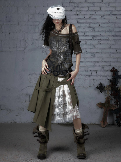 NO ROMANCE Soft Cotton Vintage Asymmetric Pleated High Waist Loose Fit Women Casual Dresses