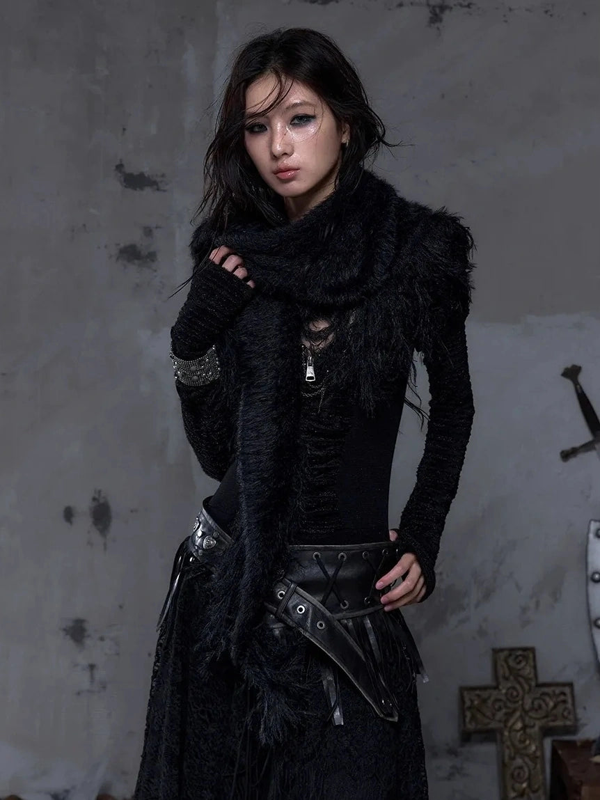 NO ROMANCE Soft Warm Solid Color Rectangular Neck Wrap For Women Black White Scarf