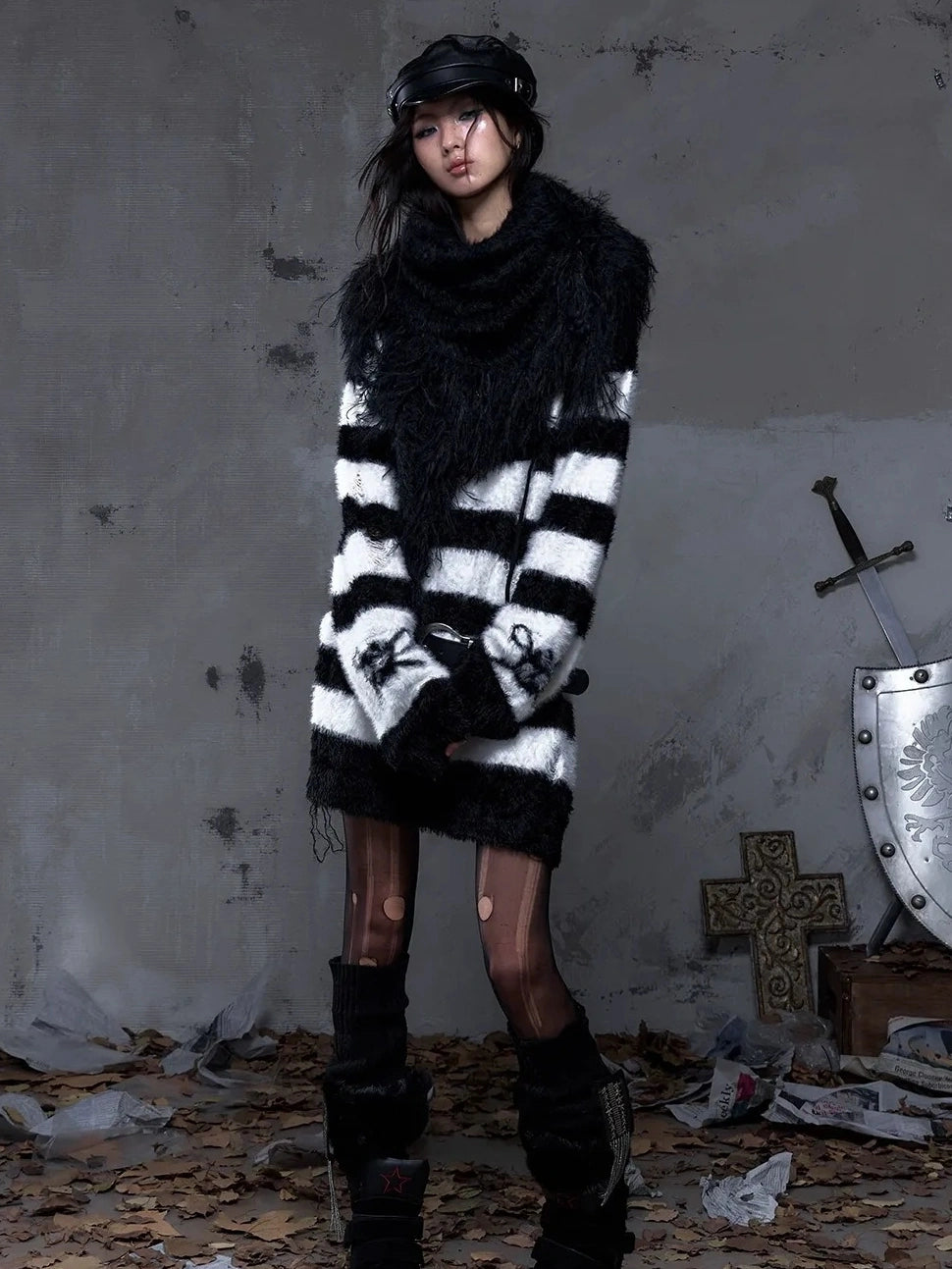 NO ROMANCE Soft Warm Solid Color Rectangular Neck Wrap For Women Black White Scarf