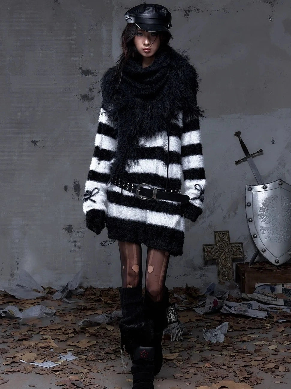 NO ROMANCE Soft Warm Solid Color Rectangular Neck Wrap For Women Black White Scarf