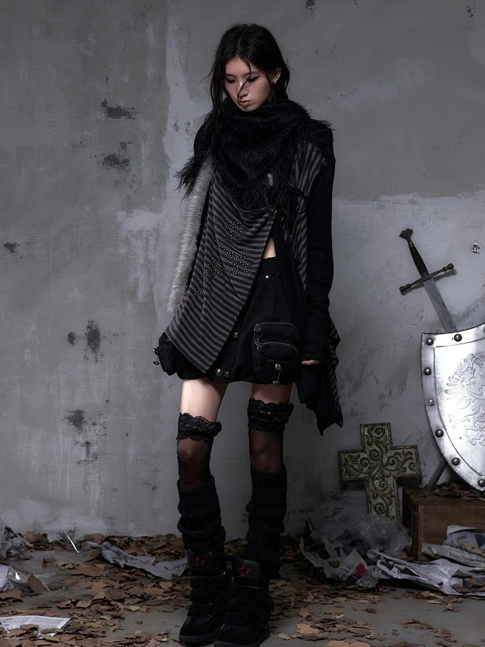 NO ROMANCE Soft Warm Solid Color Rectangular Neck Wrap For Women Black White Scarf