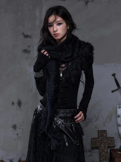 NO ROMANCE Soft Warm Solid Color Rectangular Neck Wrap For Women Black White Scarf