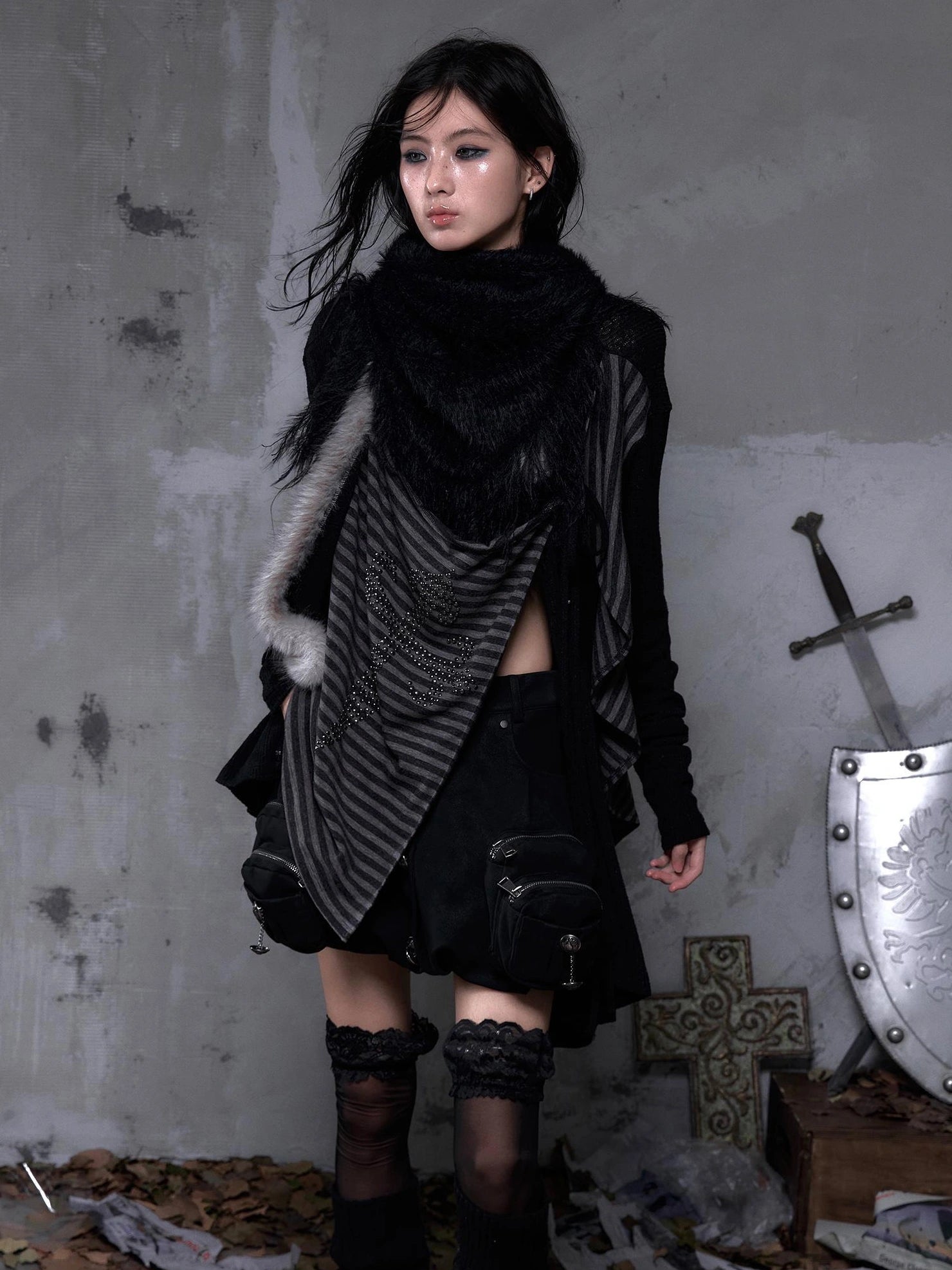 NO ROMANCE Soft Warm Solid Color Rectangular Neck Wrap For Women Black White Scarf