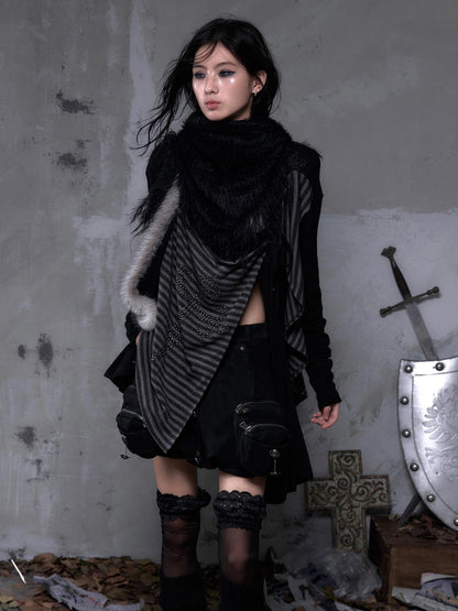 NO ROMANCE Soft Warm Solid Color Rectangular Neck Wrap For Women Black White Scarf