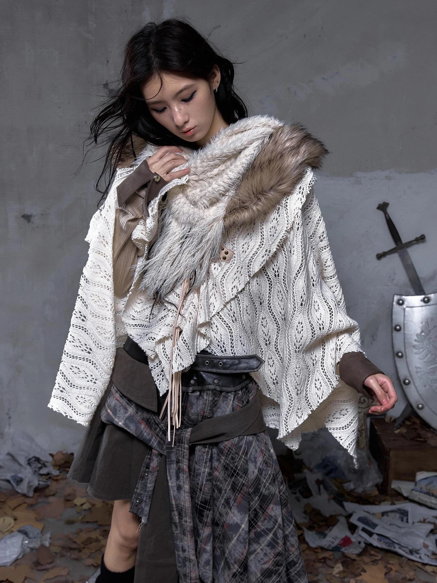 NO ROMANCE Soft Warm Solid Color Rectangular Neck Wrap For Women Black White Scarf