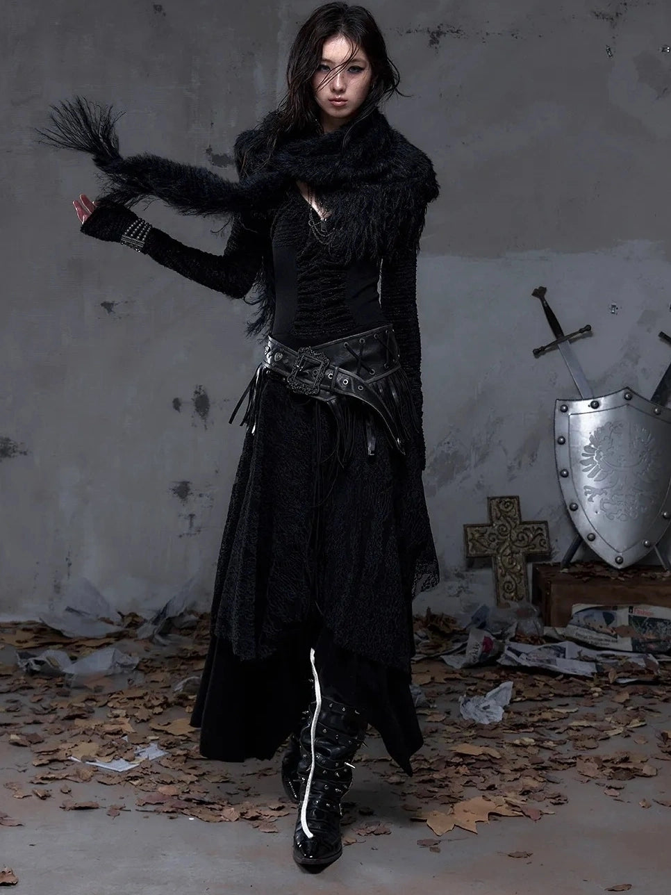 NO ROMANCE Soft Warm Solid Color Rectangular Neck Wrap For Women Black White Scarf