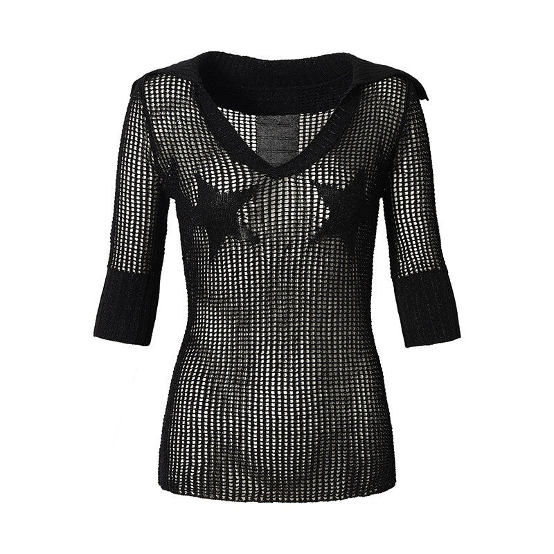 NO_ROMANCE_Star_Cutout_Punk_Slim_V-neck_Convertible_Women&