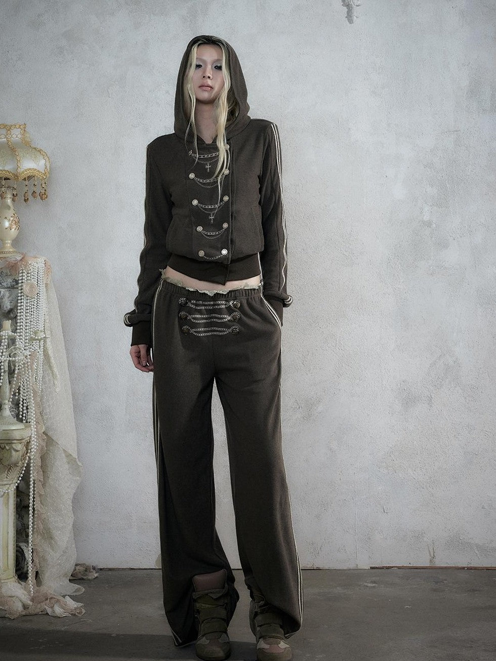 NO ROMANCE Street Court Embroidered Button Lace Low Rise Women&