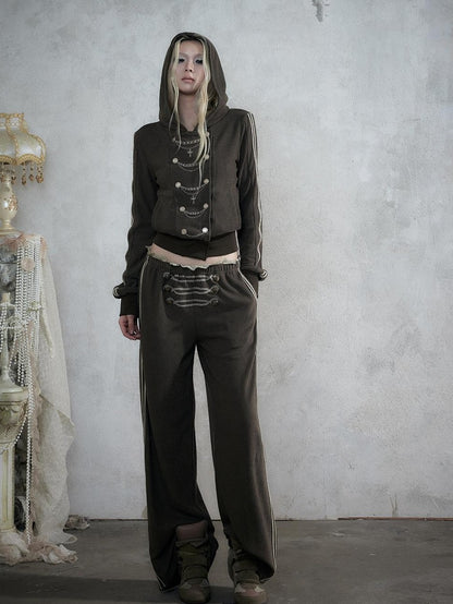 NO ROMANCE Street Court Embroidered Button Lace Low Rise Women&