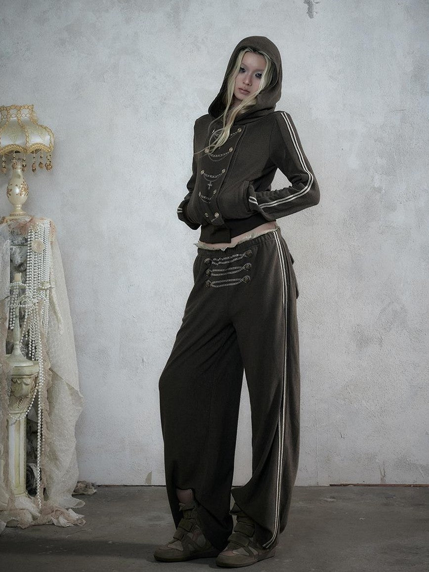 NO ROMANCE Street Court Embroidered Button Lace Low Rise Women&