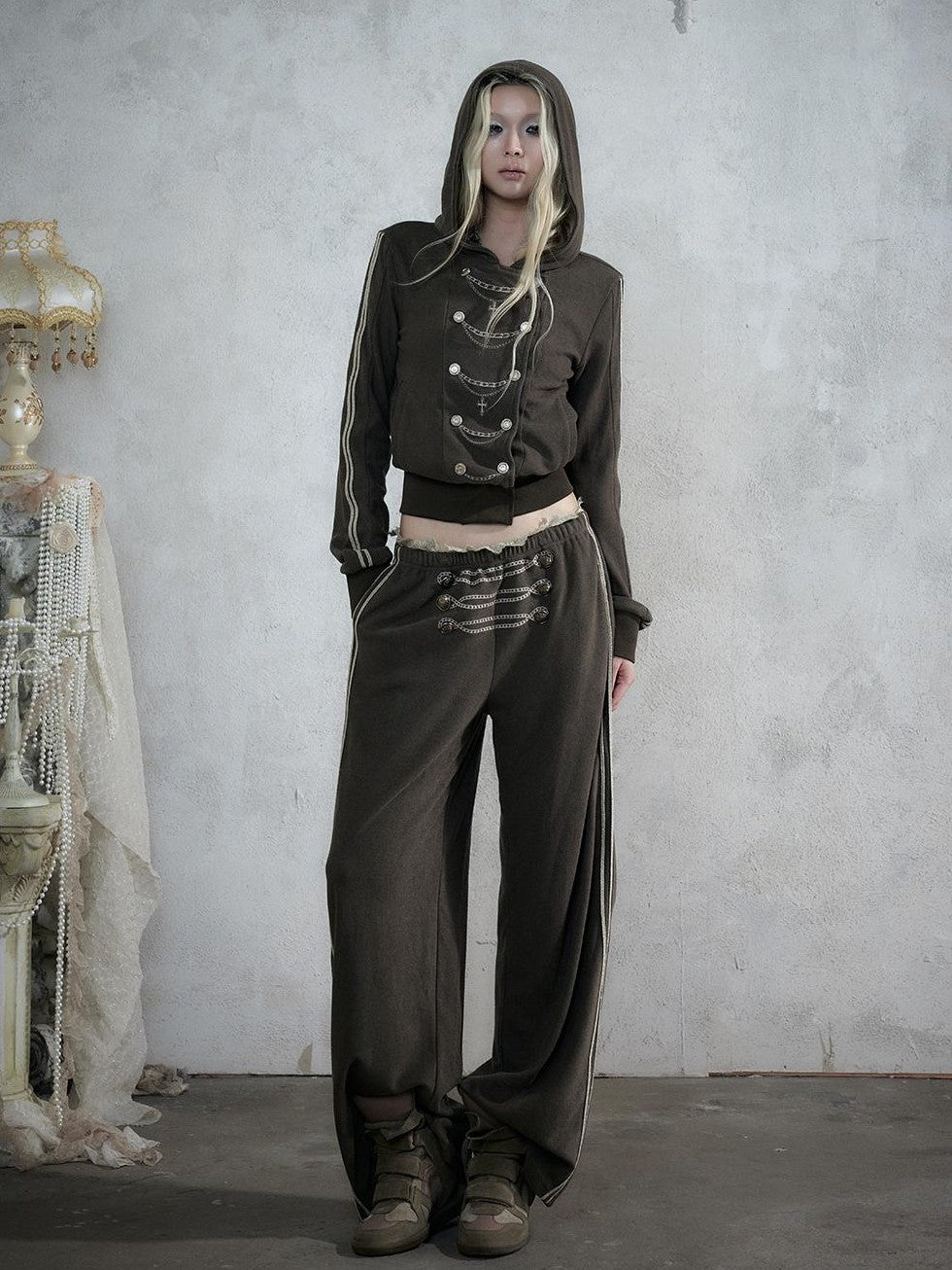 NO ROMANCE Street Court Embroidered Button Lace Low Rise Women&