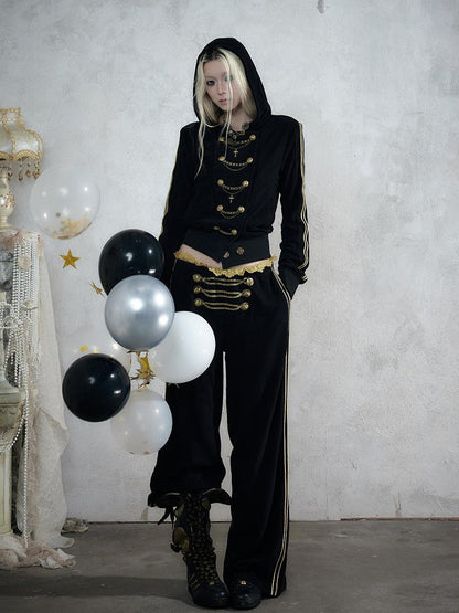 NO ROMANCE Street Court Embroidered Button Lace Low Rise Women&