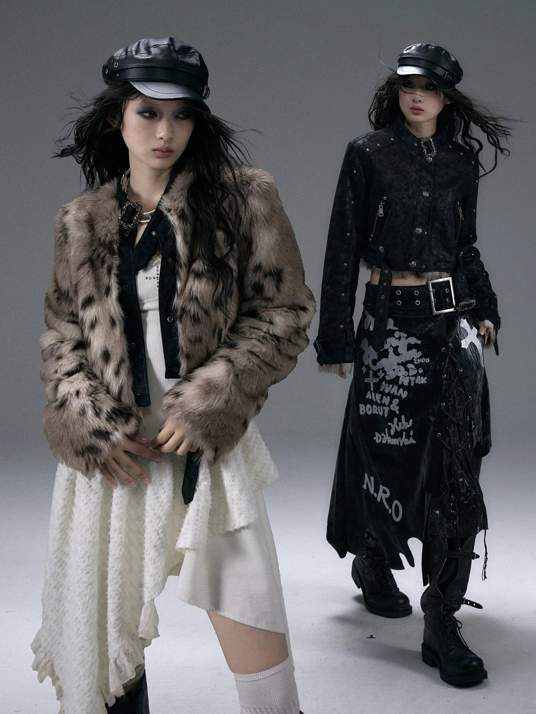 NO ROMANCE Thick Leopard Reversible Slim Punk Streetwear Short Black Women Jacket