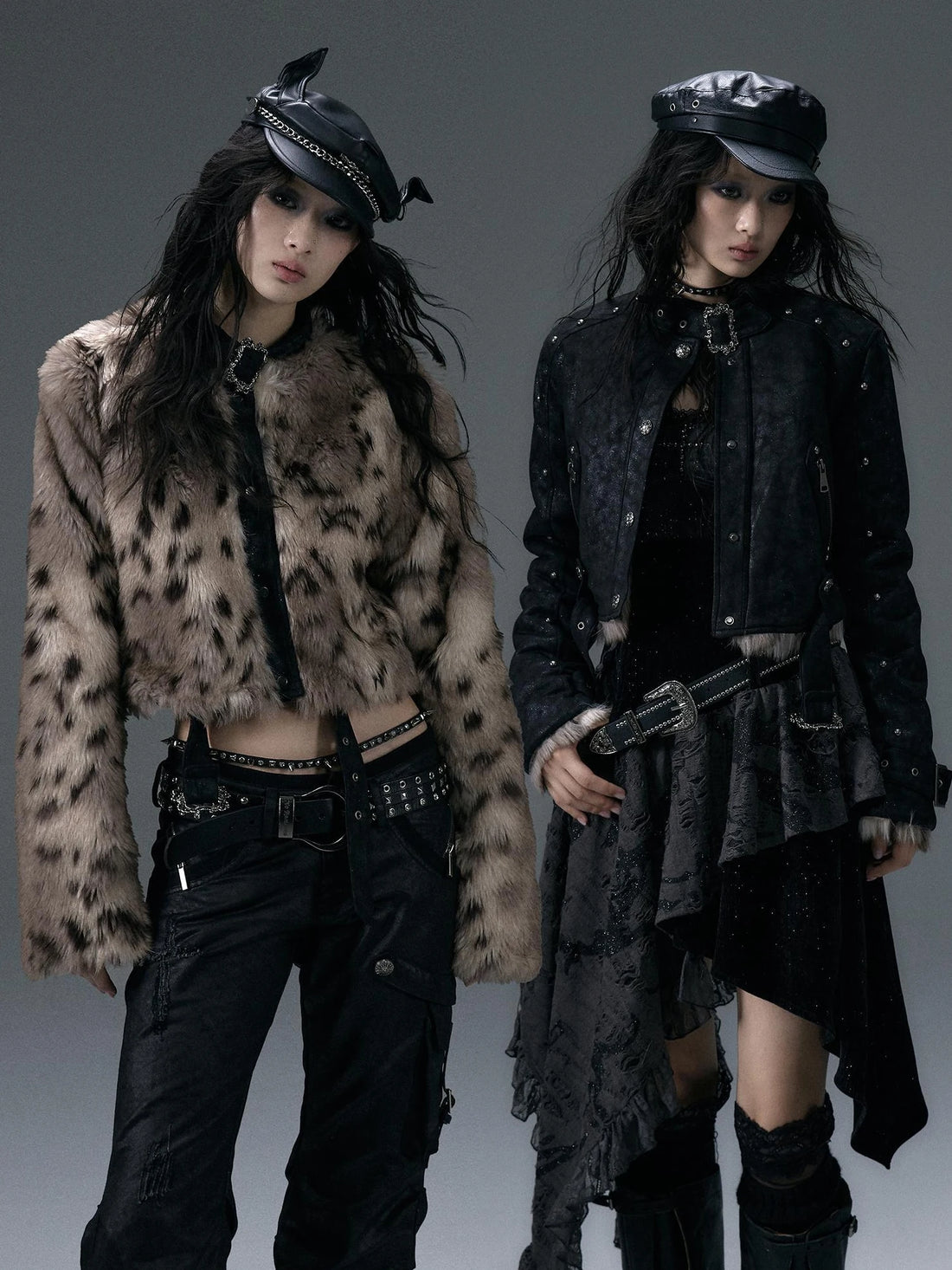 NO ROMANCE Thick Leopard Reversible Slim Punk Streetwear Short Black Women Jacket