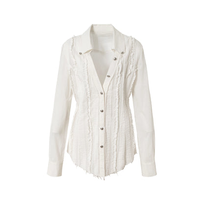 NO_ROMANCE_Uv_Protection_Slim_Fit_V_Neck_Short_Sleeve_Button_Front_Womens_Cotton_Shirt_MISSTT