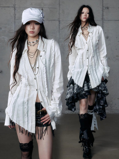 NO ROMANCE Uv Protection Slim Fit V Neck Short Sleeve Button Front Womens Cotton Shirt