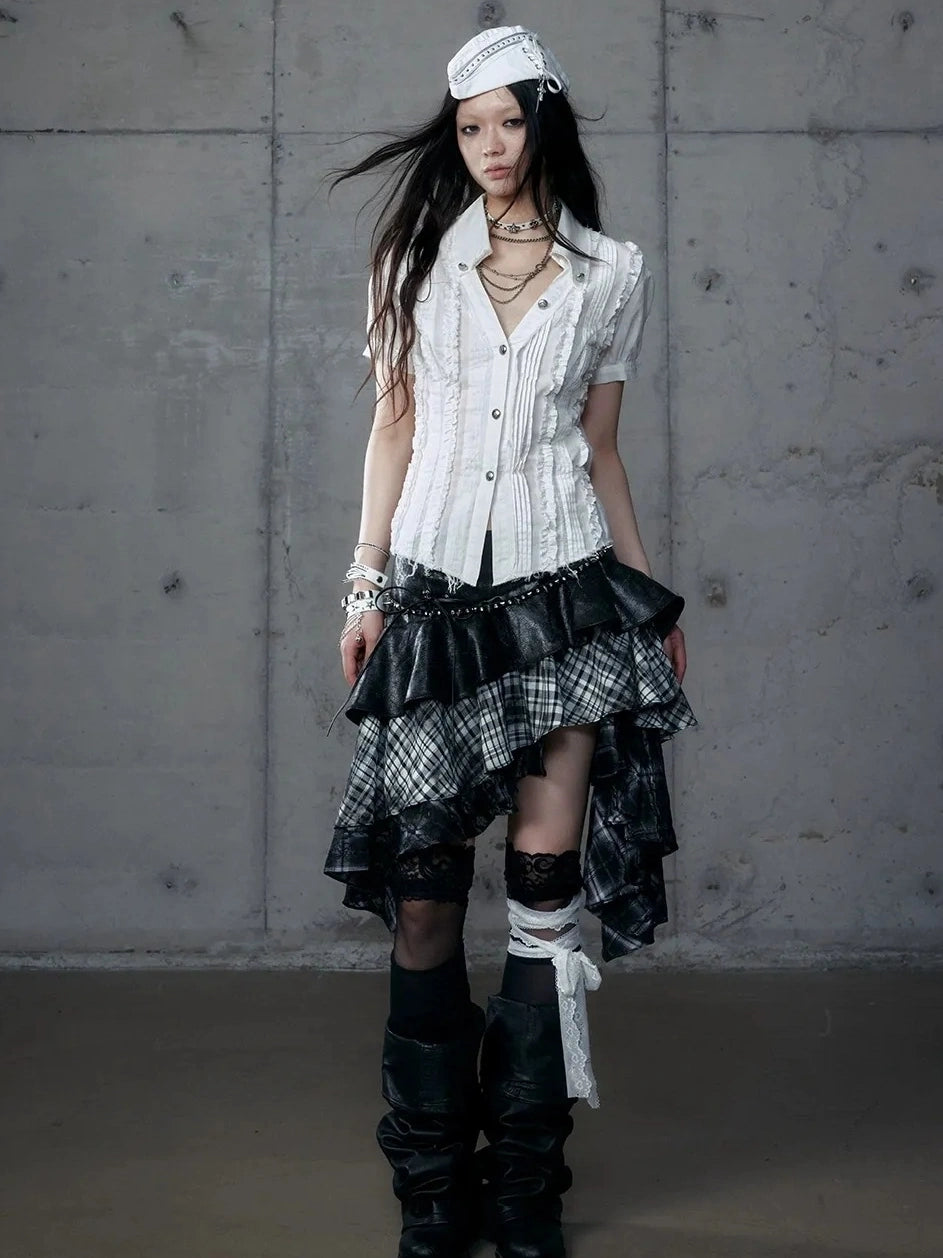 NO ROMANCE Uv Protection Slim Fit V Neck Short Sleeve Button Front Womens Cotton Shirt