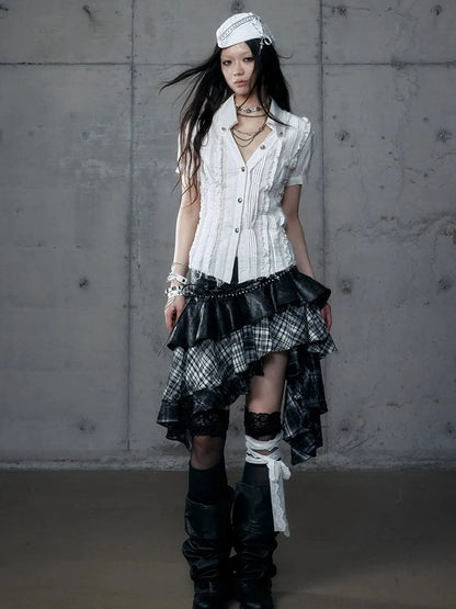 NO ROMANCE Uv Protection Slim Fit V Neck Short Sleeve Button Front Womens Cotton Shirt