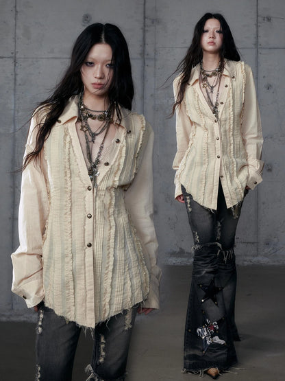 NO ROMANCE Uv Protection Slim Fit V Neck Short Sleeve Button Front Womens Cotton Shirt