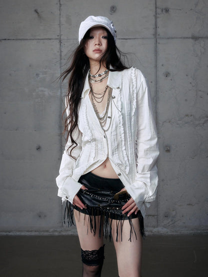 NO ROMANCE Uv Protection Slim Fit V Neck Short Sleeve Button Front Womens Cotton Shirt