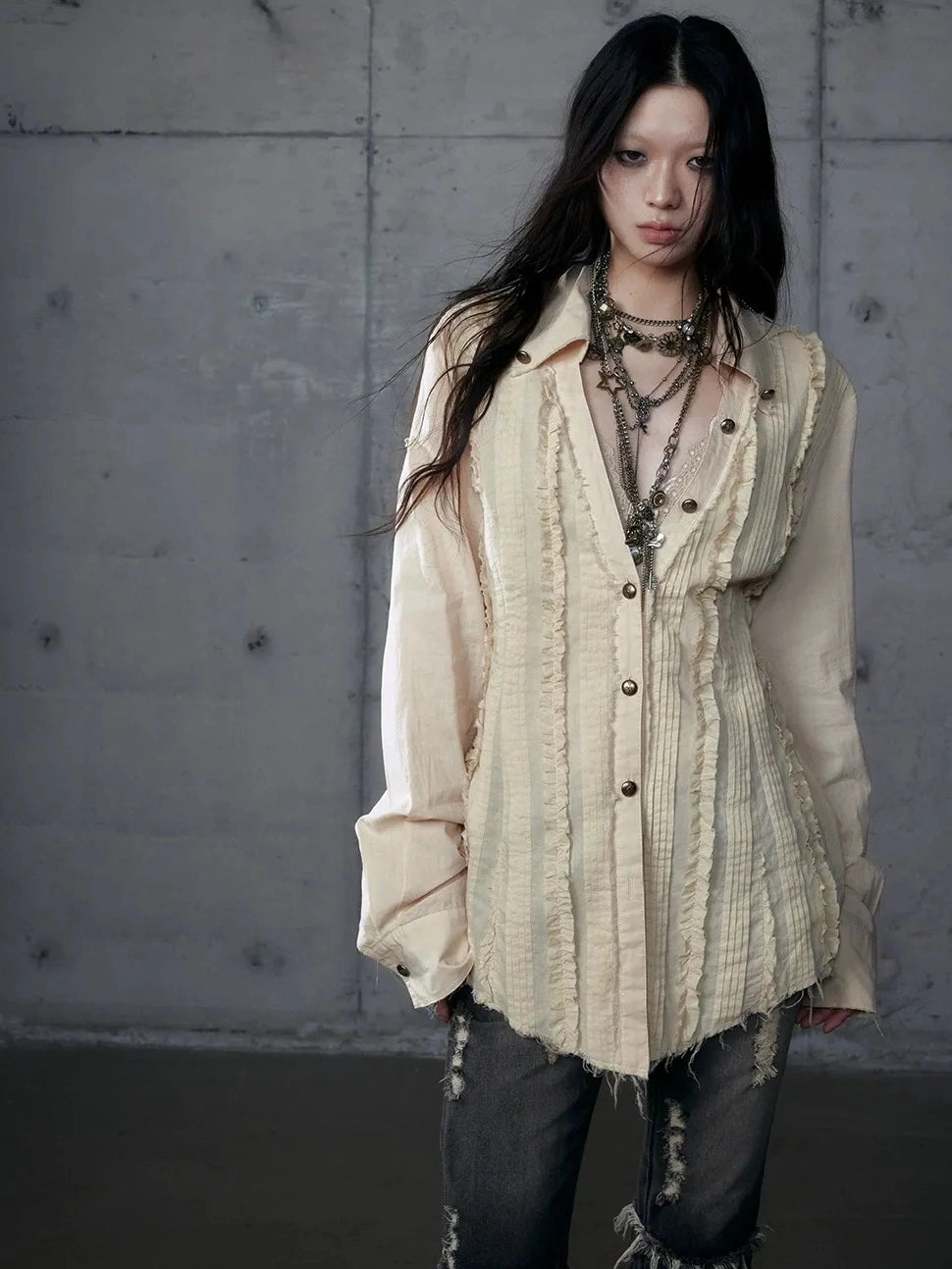 NO ROMANCE Uv Protection Slim Fit V Neck Short Sleeve Button Front Womens Cotton Shirt