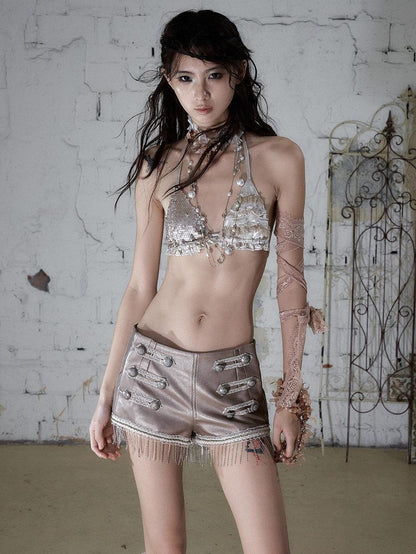 NO ROMANCE Vintage Asymmetrical Sequin Lace Women&