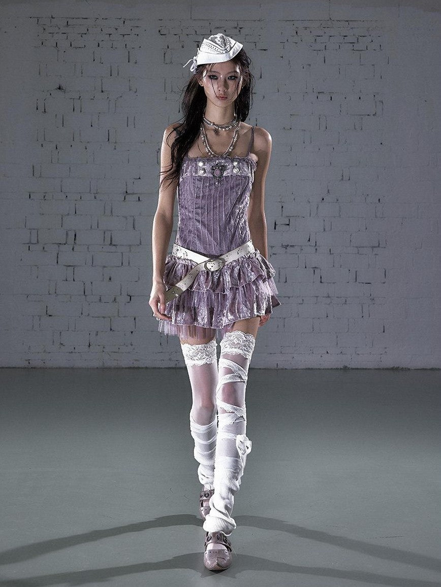 NO ROMANCE Vintage Ballet Tulle Puff Spaghetti Strap Women&