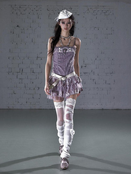NO ROMANCE Vintage Ballet Tulle Puff Spaghetti Strap Women&