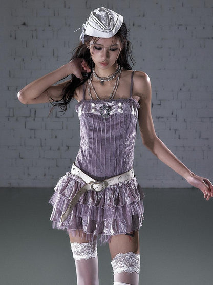 NO ROMANCE Vintage Ballet Tulle Puff Spaghetti Strap Women&
